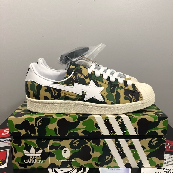 Adidas X Bape Superstar ABC Green Camo Size 6 - Picture 3 of 7